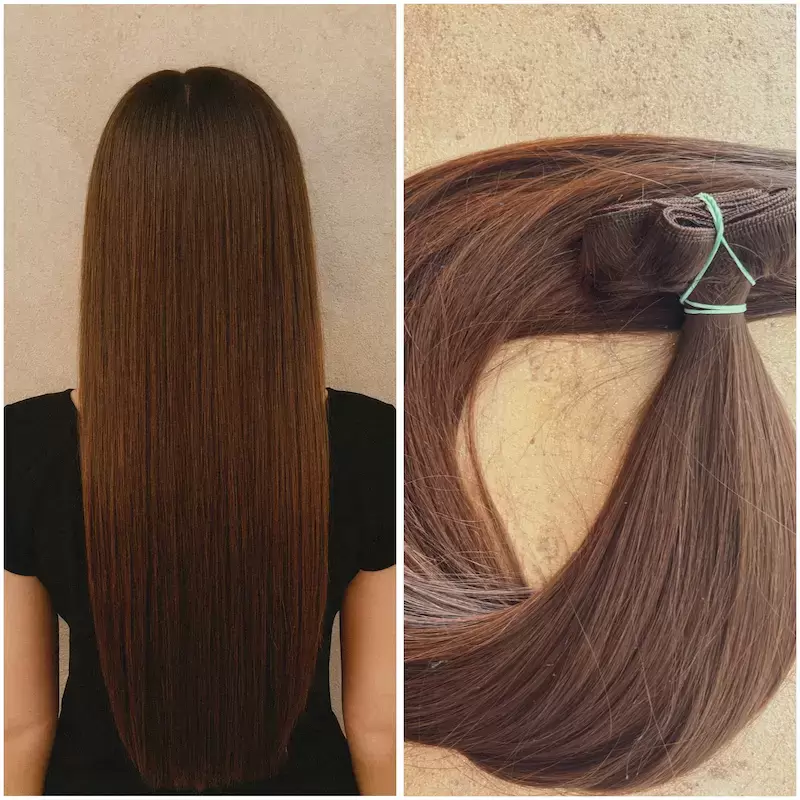 Tresszelt gesztenye színű 100% eredeti emberi haj 50cm/ 10 gr