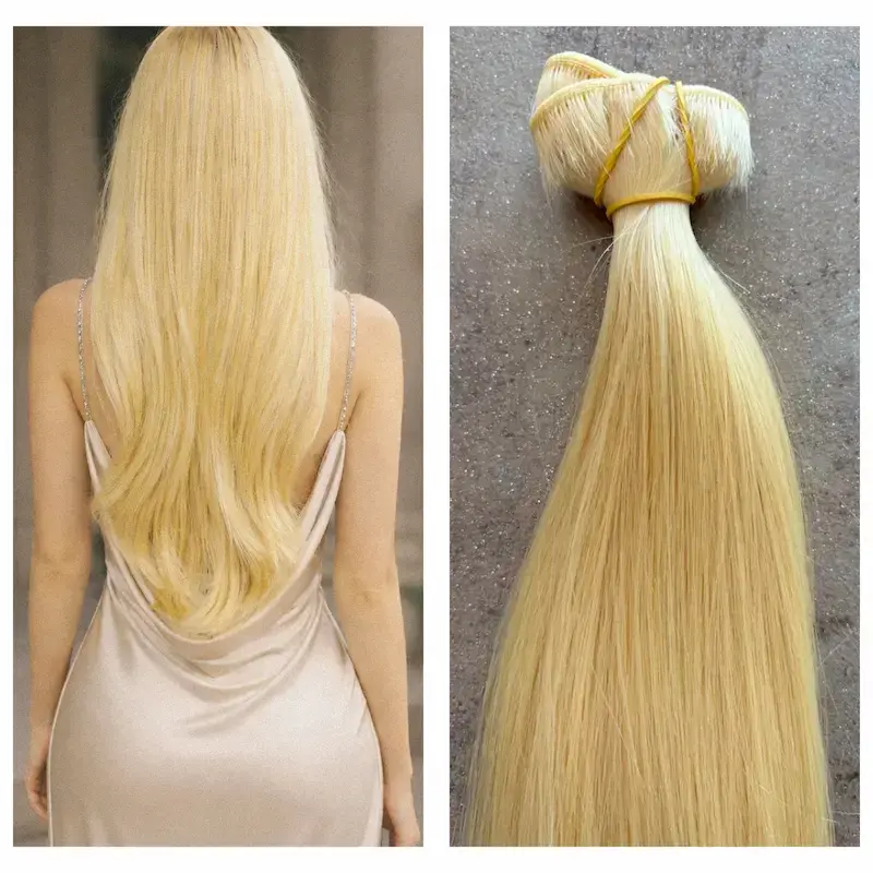 Platina szőke tresszelt 70cm 100% emberi haj/ 10gr