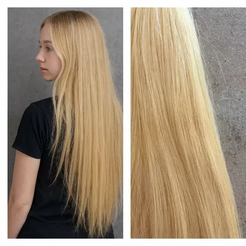 Szőke tresszelt 50cm 100% emberi haj/ 10gr