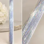 Glitter szál hajba, ezüst színű dísz