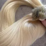 Nano gyűrűre tincsezett hamvas szőke 60-63cm 100% eredeti emberi haj/ 10gr