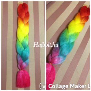 "Szivárvány" változó színsorrendbe szintetikus póthaj 100gr/60cm