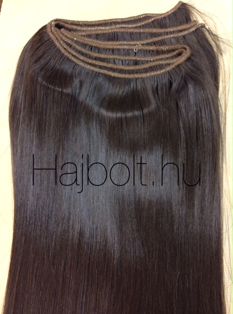 Tresszelt sötétbarna vastagszálú 90cm natúr 100% emberi haj/ 10gr