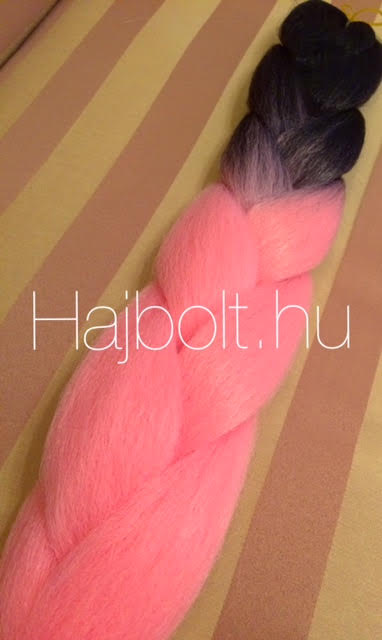 Szintetikus póthaj ombre fekete-rózsaszín 100gr / 60cm