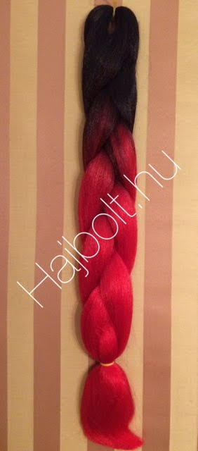 Szintetikus póthaj ombre fekete-piros 100gr/60cm