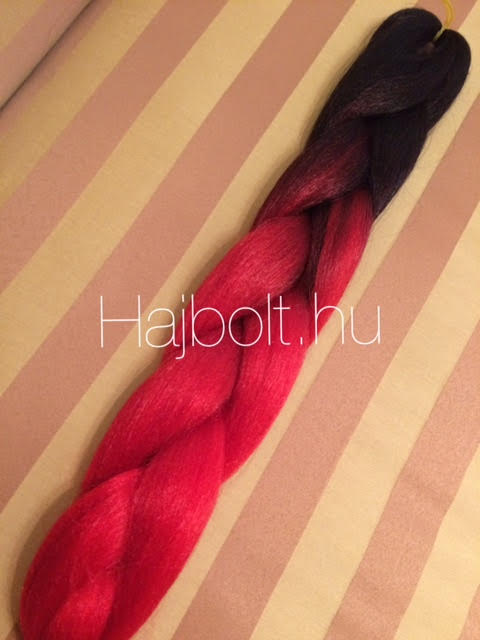 Szintetikus póthaj ombre fekete-piros 100gr/60cm