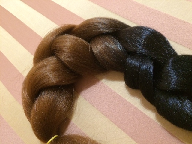 Szintetikus póthaj ombre (fekete-aranybarna) 100gr / 60cm