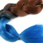 Szintetikus póthaj ombre barna-kék 100gr / 60cm