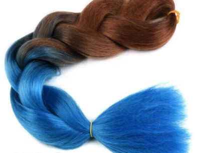 Szintetikus póthaj ombre barna-kék 100gr / 60cm