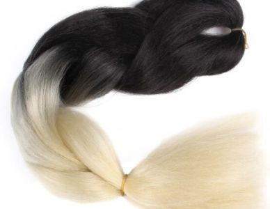 Szintetikus póthaj ombre fekete-szőke 100gr / 60cm