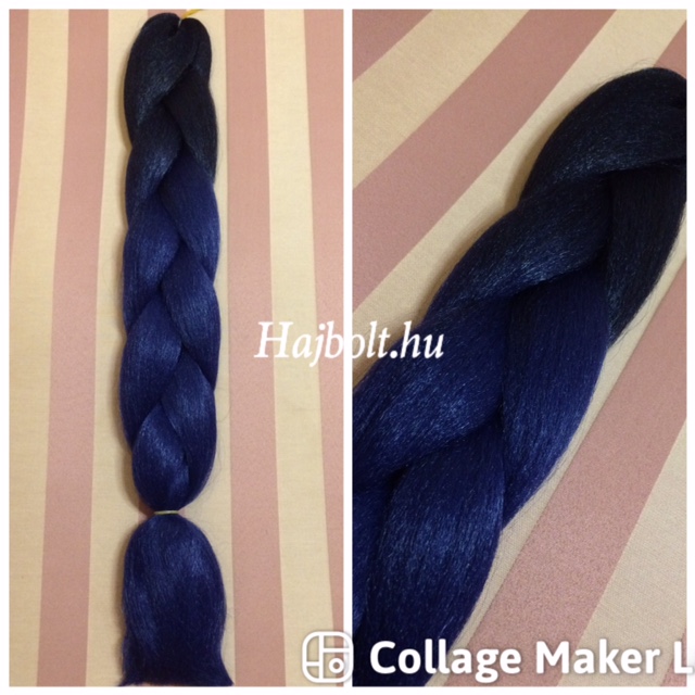 Szintetikus póthaj fekete-sötét indigó kék 100gr / 60cm