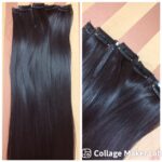 Fekete vasalható csatos, egyenes szintetikus haj 55-60cm (26)