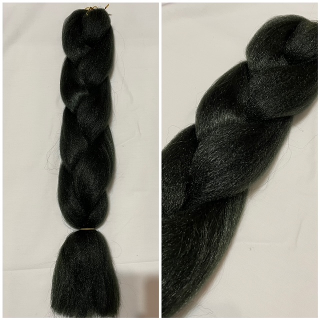 Szintetikus póthaj ombre zöldes fekete szürke 100gr / 60cm