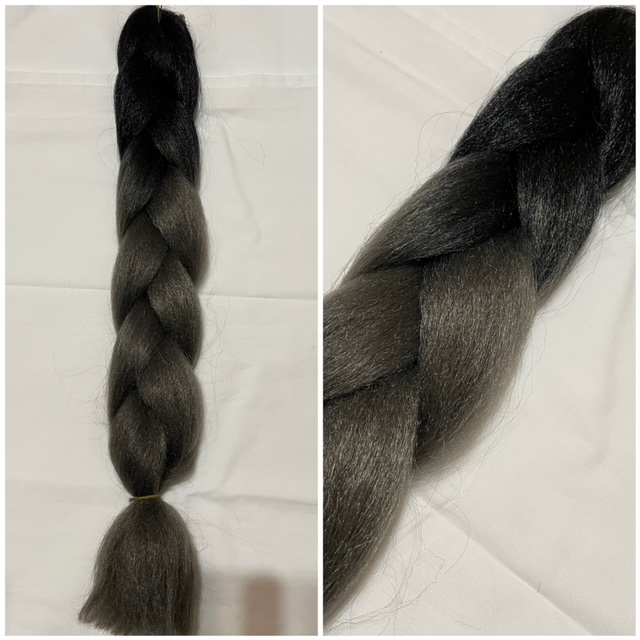 Szintetikus póthaj ombre fekete-grafit szürke 100gr / 60cm